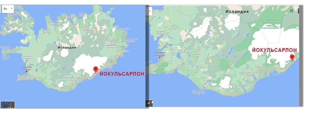 Расположение Jokulsarlon на карте. Jokulsarlon на карте.